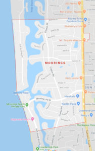 Area map of The Moorings neighborhood in Naples FL